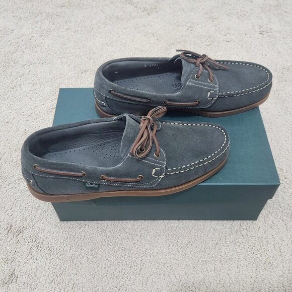 Paraboot-Style “Barth Marine” Dark Grey Suede Boat Shoes | Men’s Driving Loafers - Picture 6 of 12